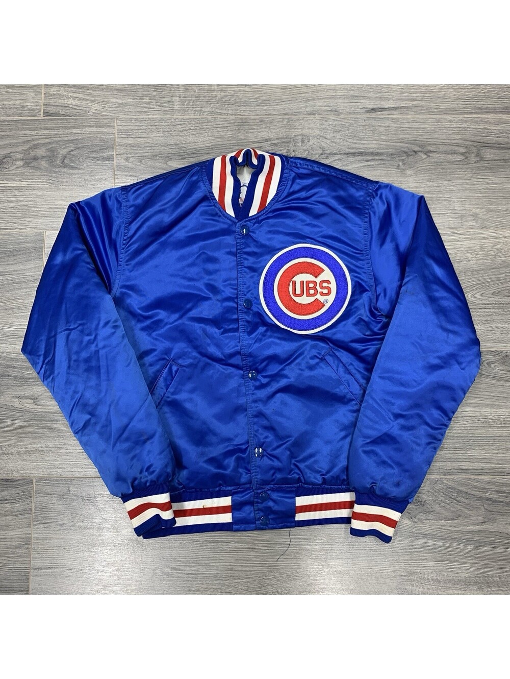 Vintage 1980S Starter Chicago Cubs Satin Jacket Small Rare Men’s Blue